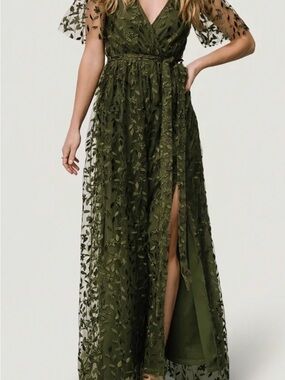 Baltic Born Marseille Embossed Maxi Dress - Olive
